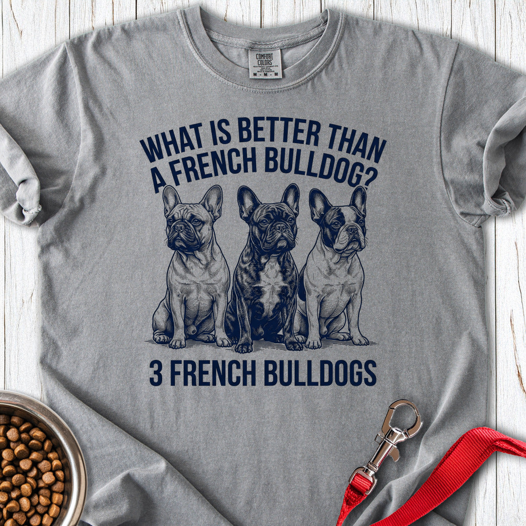 3 French Bulldogs Premium Tee Grey