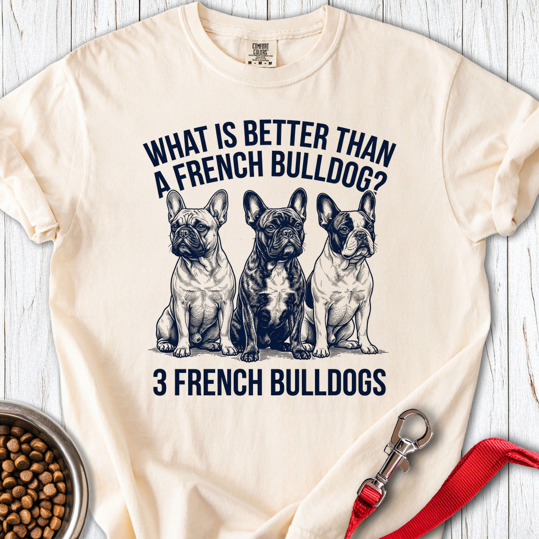 3 French Bulldogs Premium Tee Ivory