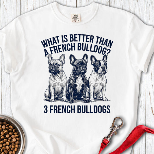 3 French Bulldogs Premium Tee White