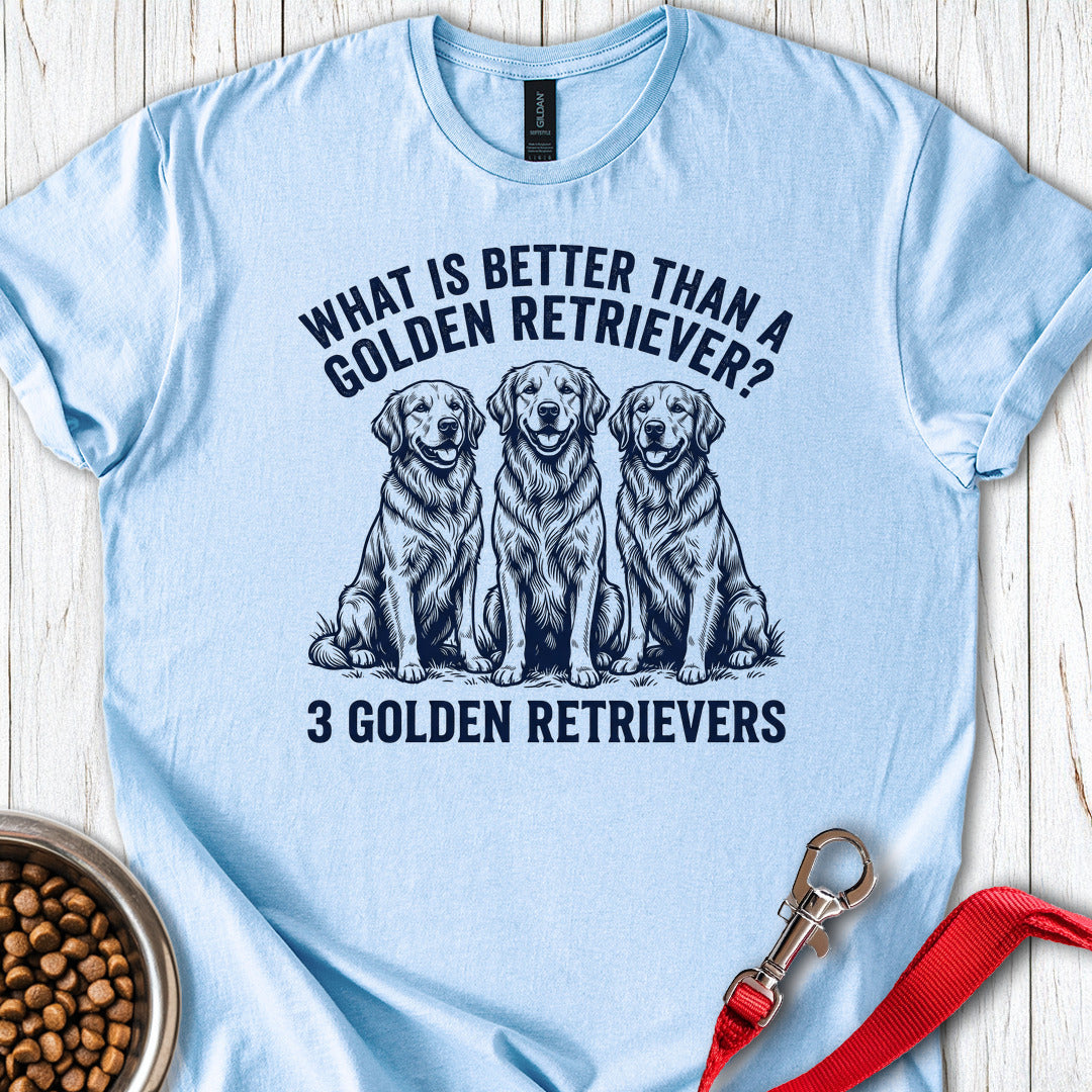 3 Golden Retrievers Light Blue