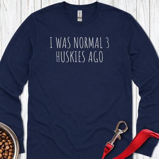 3 Huskies Long Sleeve — Navy