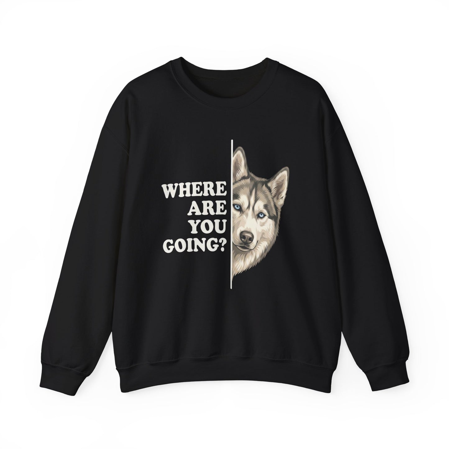 Siberian Husky Alert Crewneck Sweatshirt Black