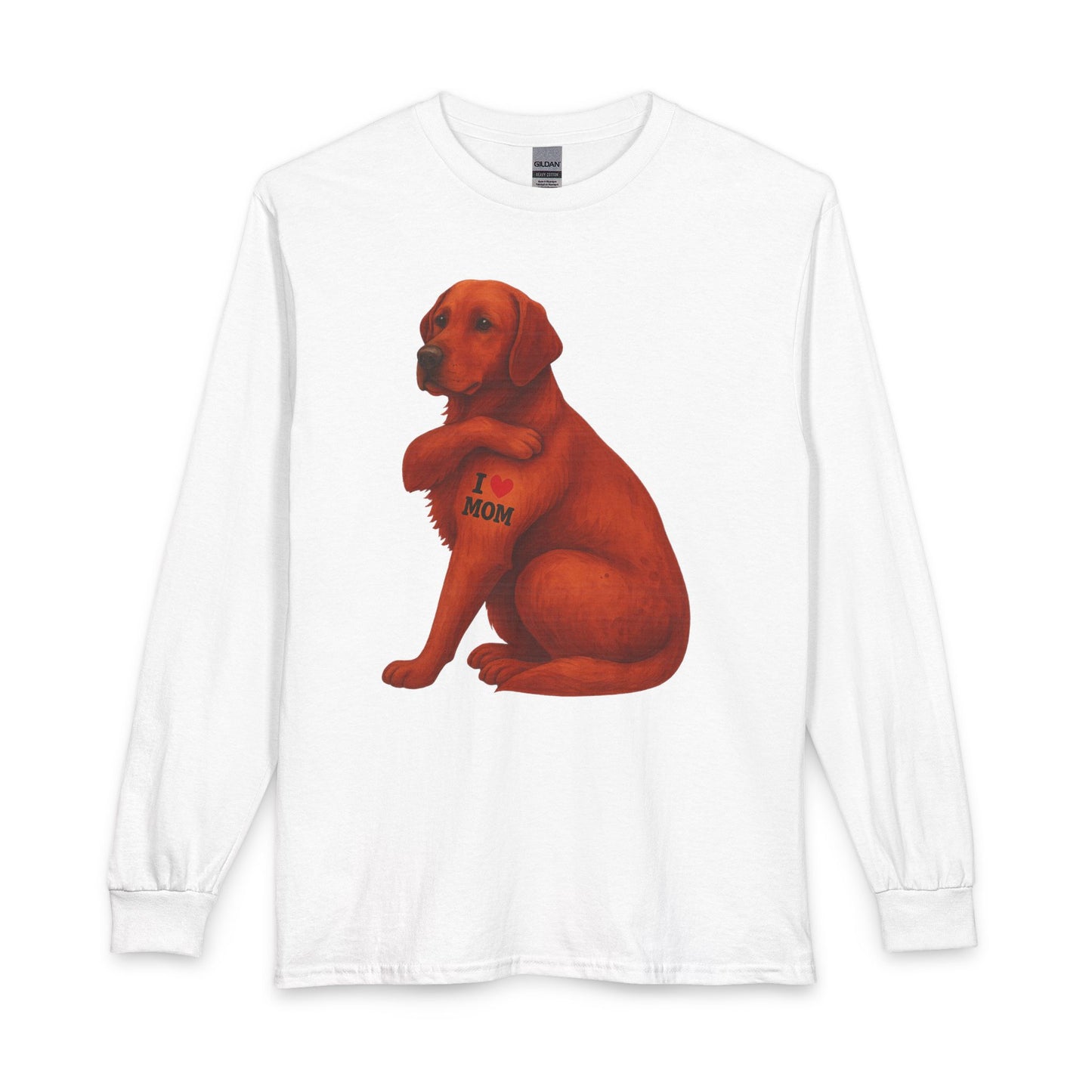Fox Red Labrador I Love Mom Long Sleeve White