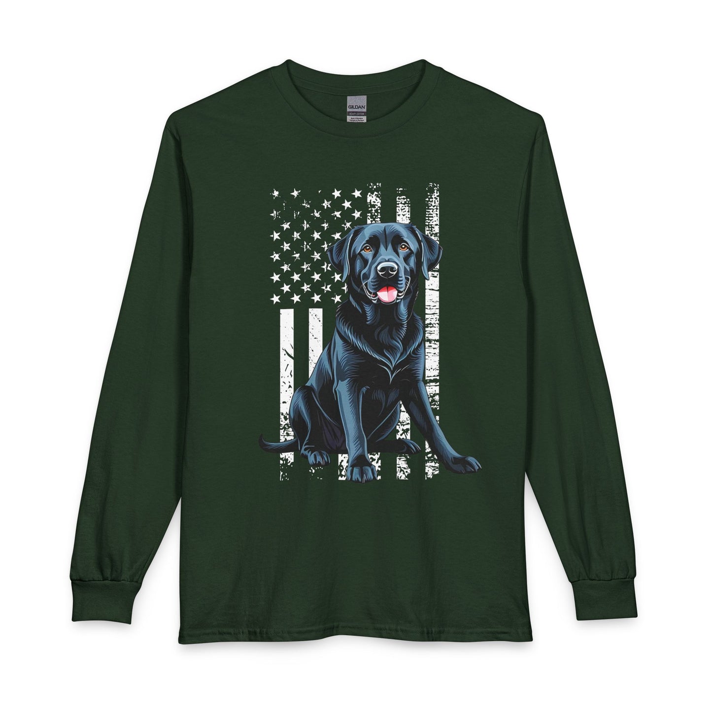 Black Lab USA Flag Long Sleeve