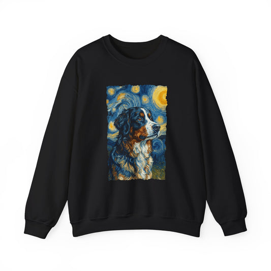 Bernese Mountain Dog Van Gogh Crewneck Sweatshirt Black