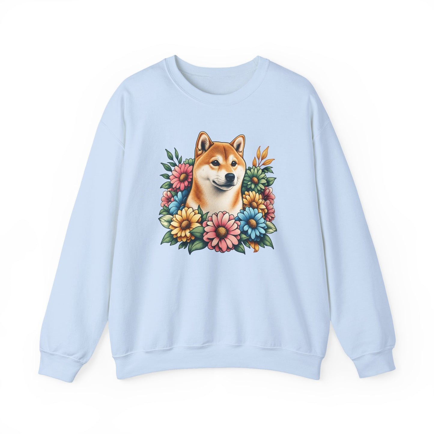Shiba Inu Flower Wreath Crewneck Sweatshirt