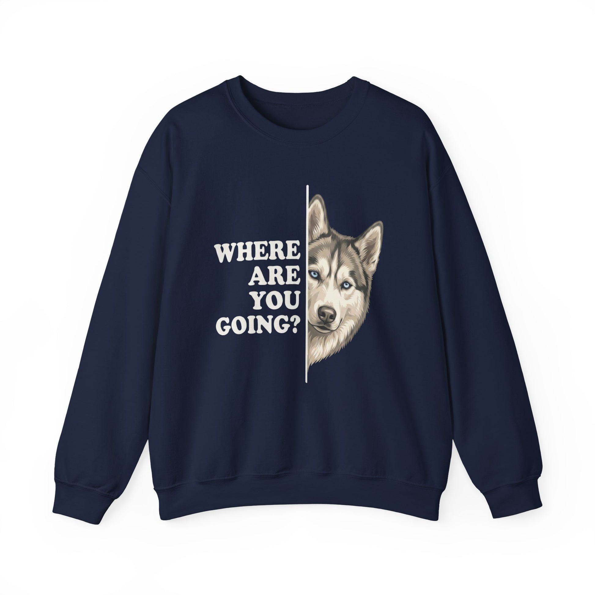 Siberian Husky Alert Crewneck Sweatshirt Navy