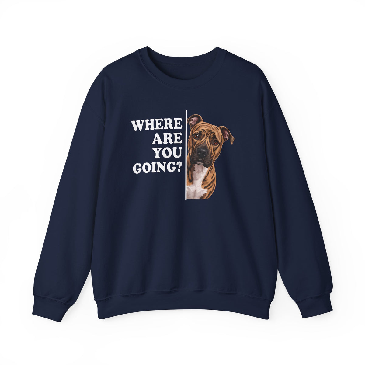 Pitbull Brindle Where Are You Going Crewneck Sweatshirt