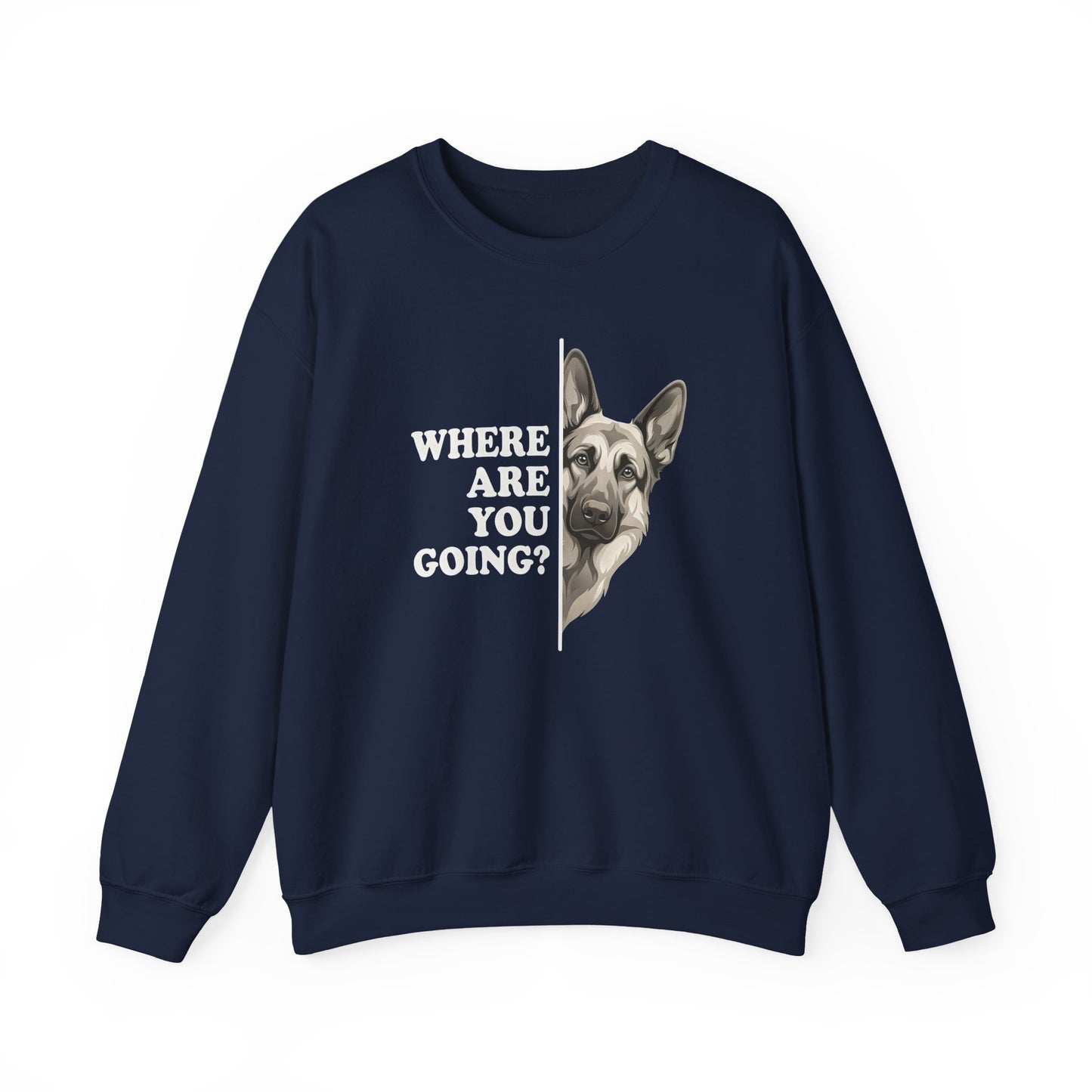 German Shepherd Alert Crewneck Sweatshirt Navy