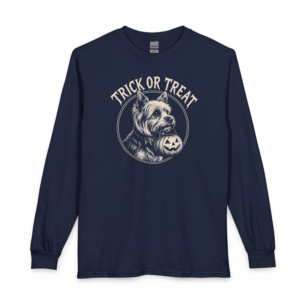 Yorkshire Terrier Trick Or Treat Long Sleeve Navy