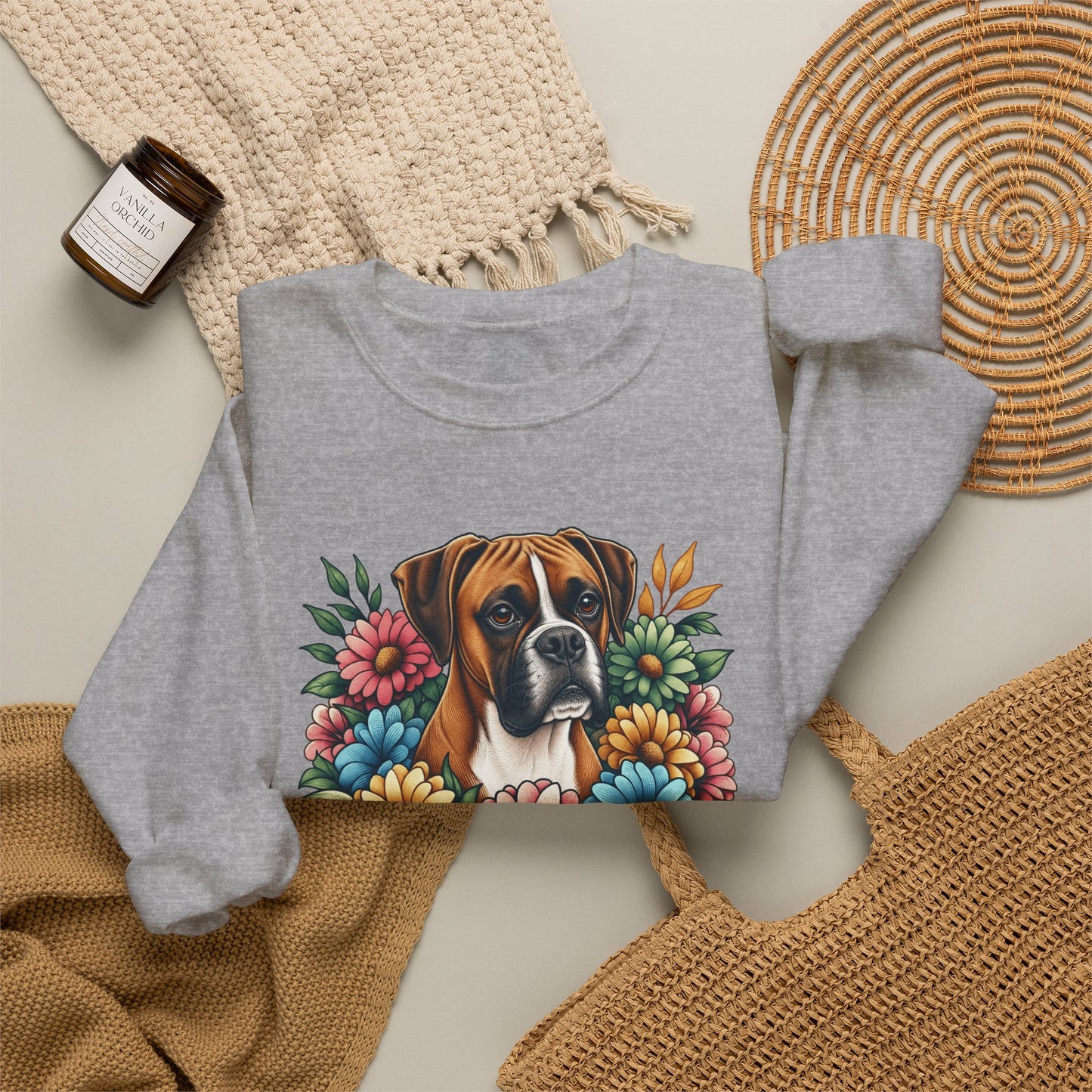 Floral Boxer Crewneck Sweatshirt