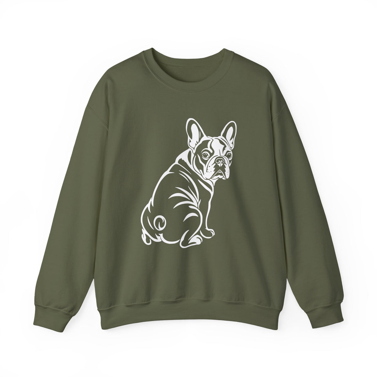 French Bulldog Graphic Crewneck Sweatshirt Military Green