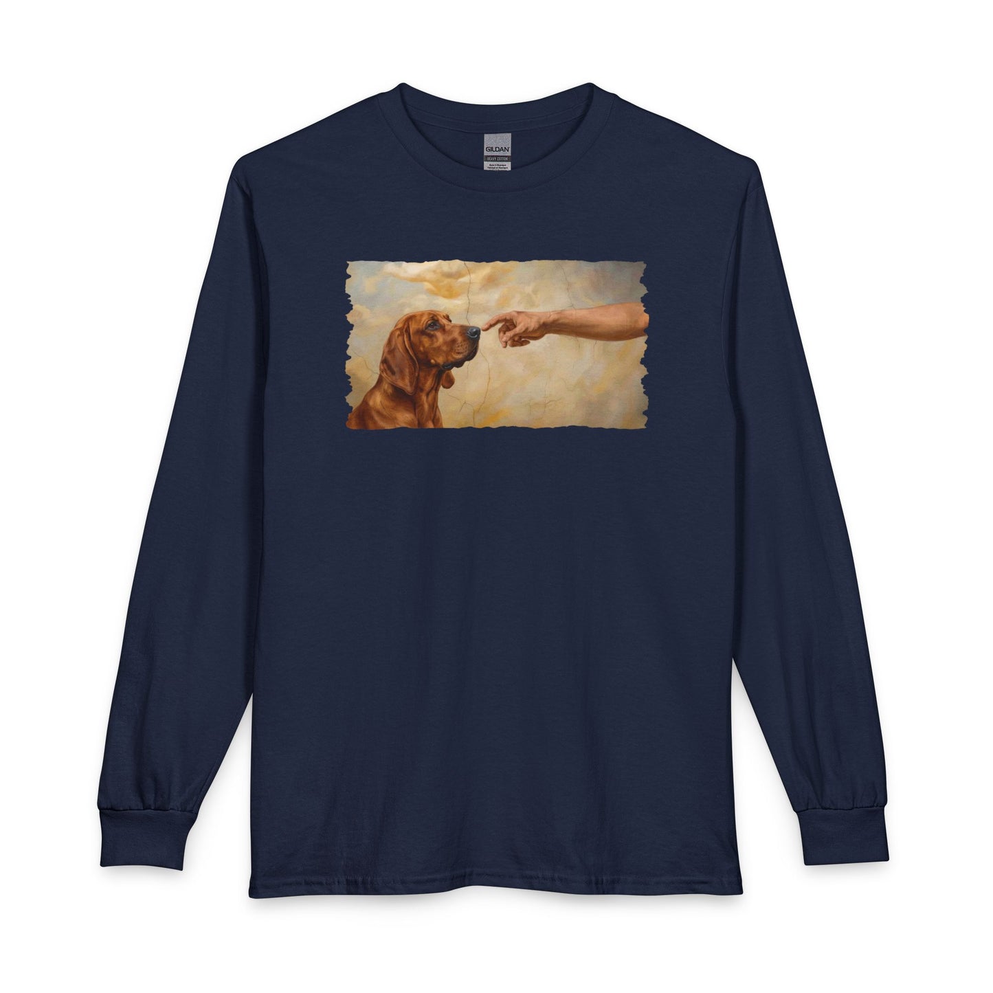 God Creates Redbone Coonhound Long Sleeve Navy