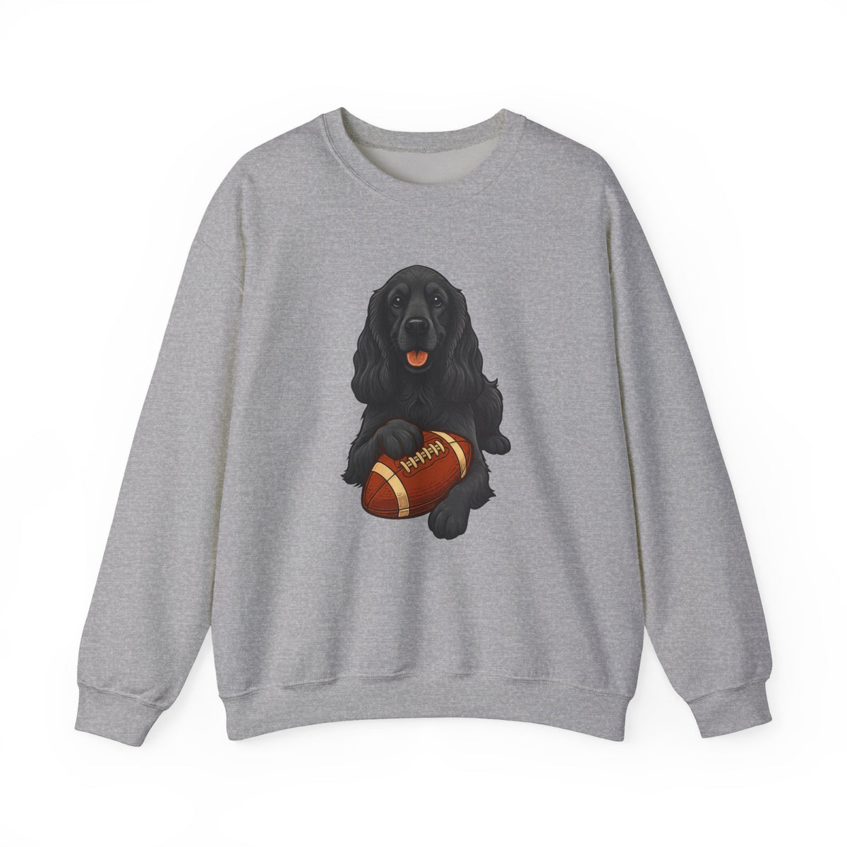 Black Cocker Spaniel Football Crewneck Sweatshirt