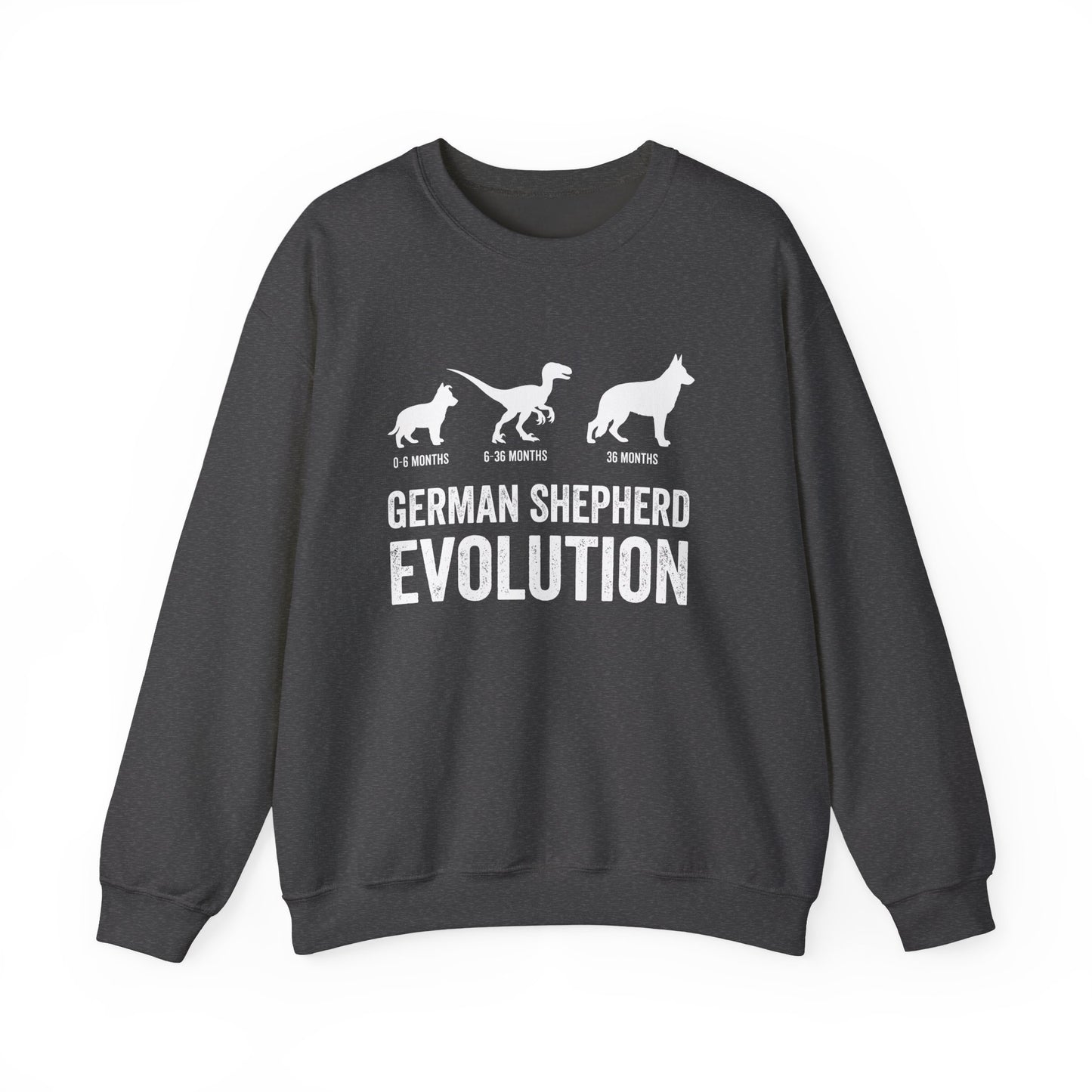 German Shepherd Evolution Crewneck Sweatshirt Dark Heather
