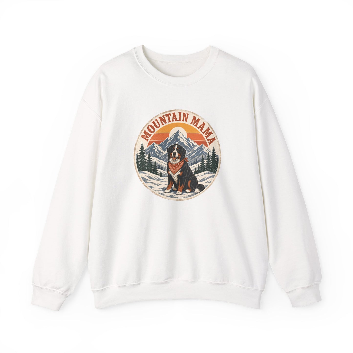 Bernese Mountain Mama Crewneck Sweatshirt White
