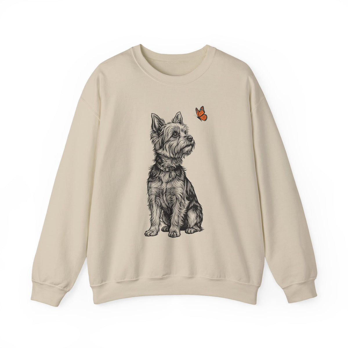 Yorkshire Terrier Butterfly Crewneck Sweatshirt Sand