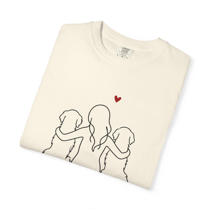 Two Golden Retrievers and Girl Premium Tee