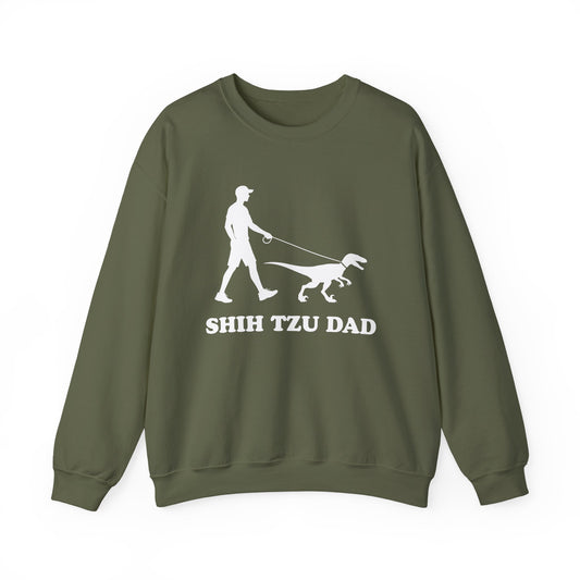 Shih Tzu Dad Crewneck Sweatshirt Military Green