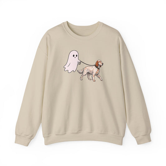 English Setter Ghost Walk Crewneck Sweatshirt Sand