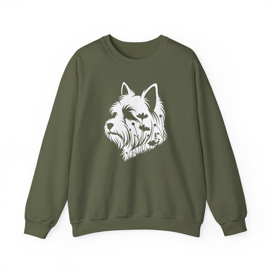 Yorkshire Terrier Flowers Crewneck Sweatshirt Military Green