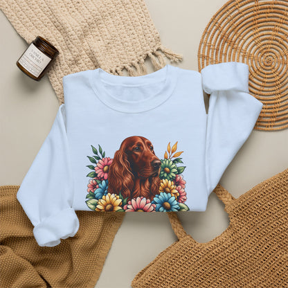 Irish Setter Flower Wreath Crewneck Sweatshirt