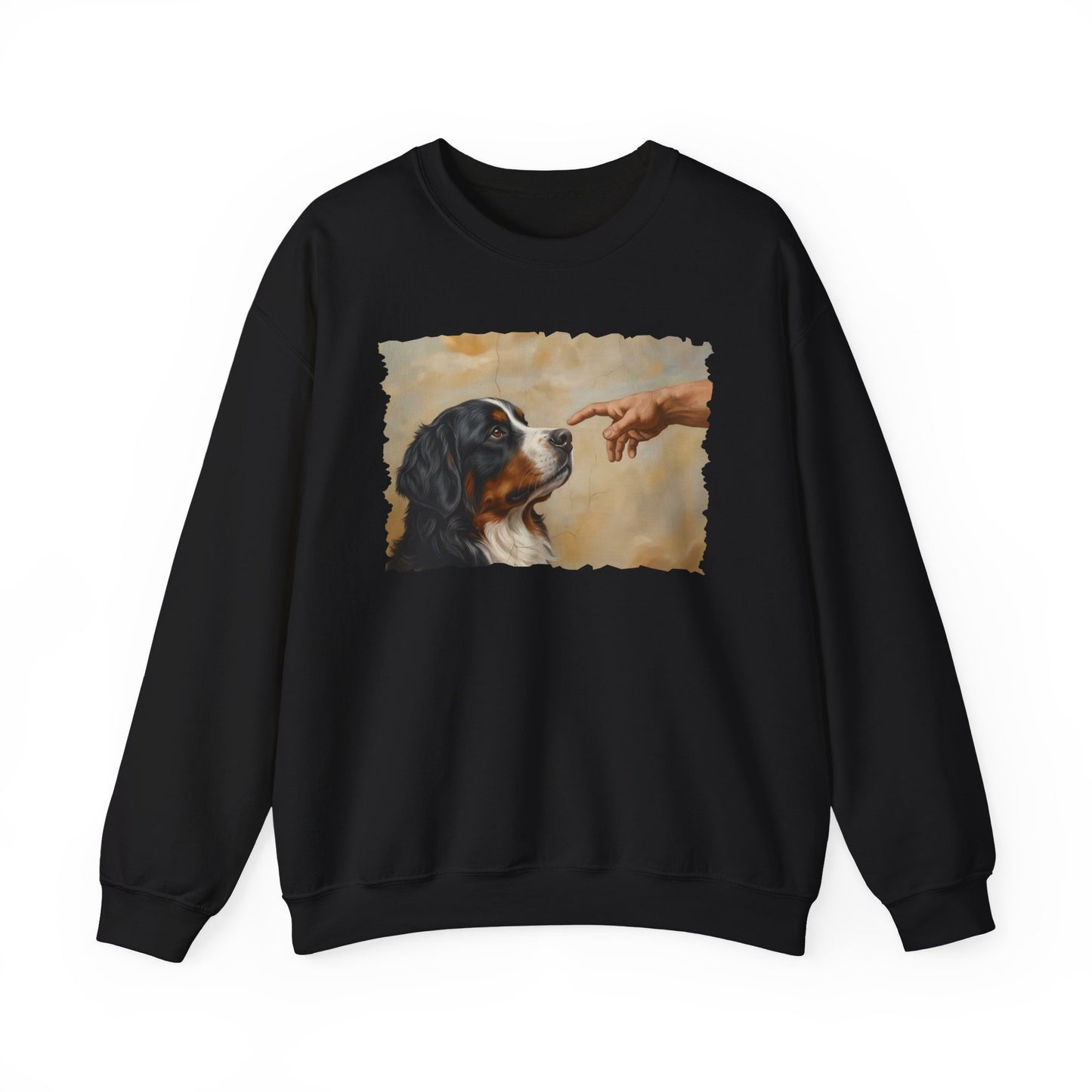 God Creates Bernese Mountain Dog Crewneck Sweatshirt Black