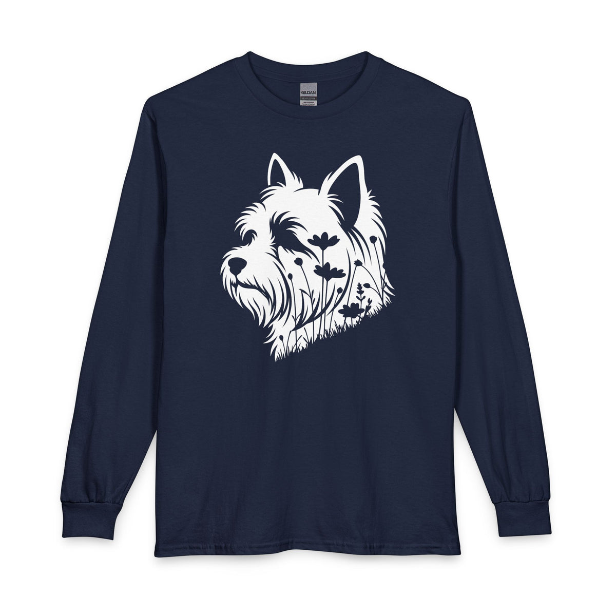 Yorkshire Terrier Flowers Long Sleeve Navy