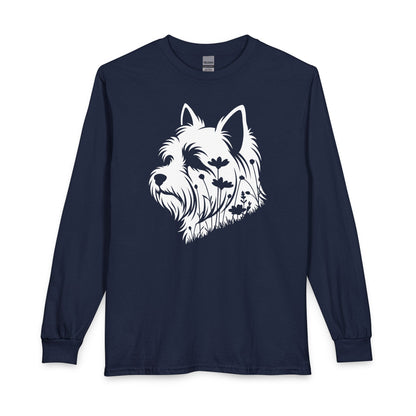 Yorkshire Terrier Flowers Long Sleeve Navy