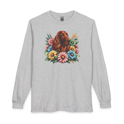 Irish Setter Flower Wreath Long Sleeve