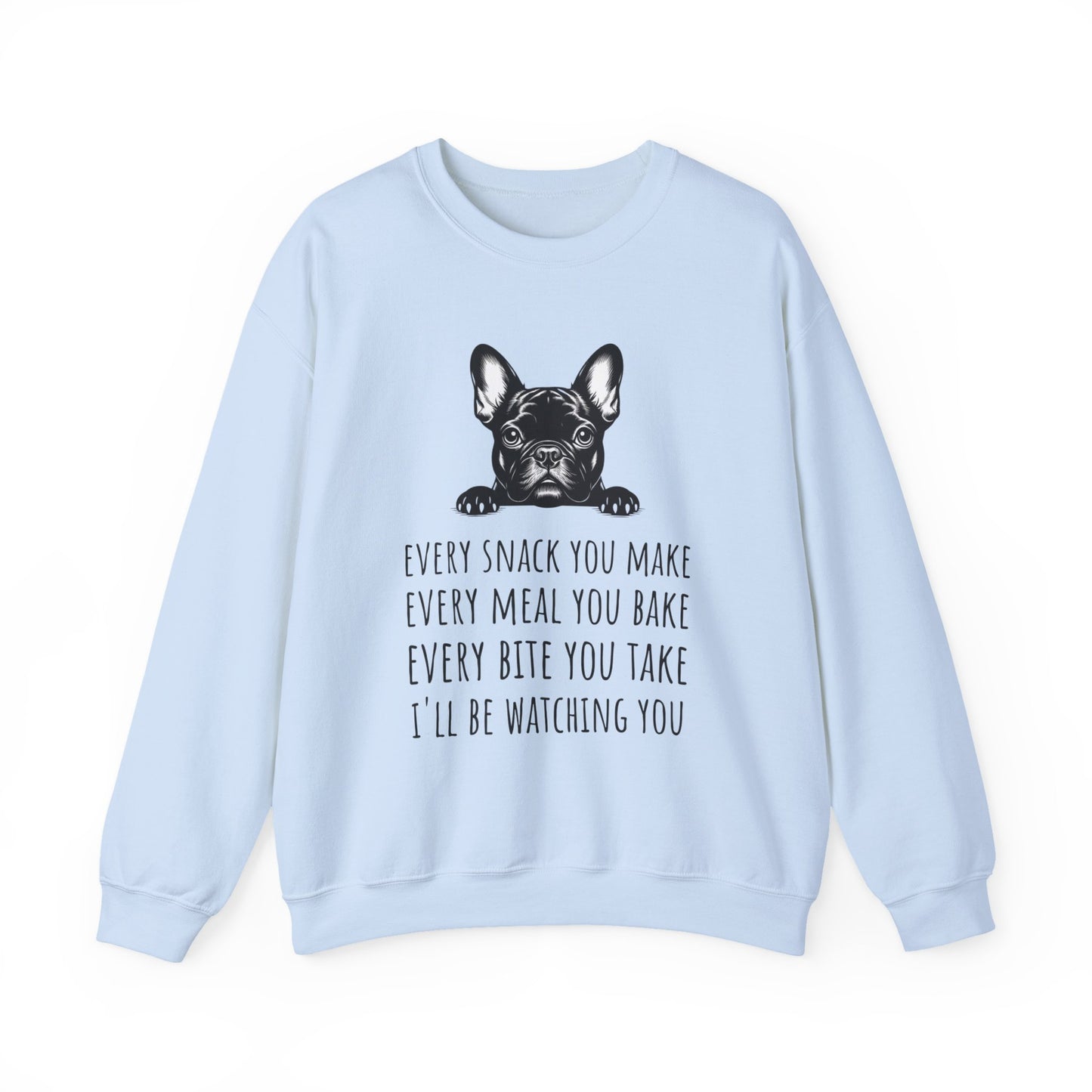 French Bulldog Snack Crewneck Sweatshirt Light Blue