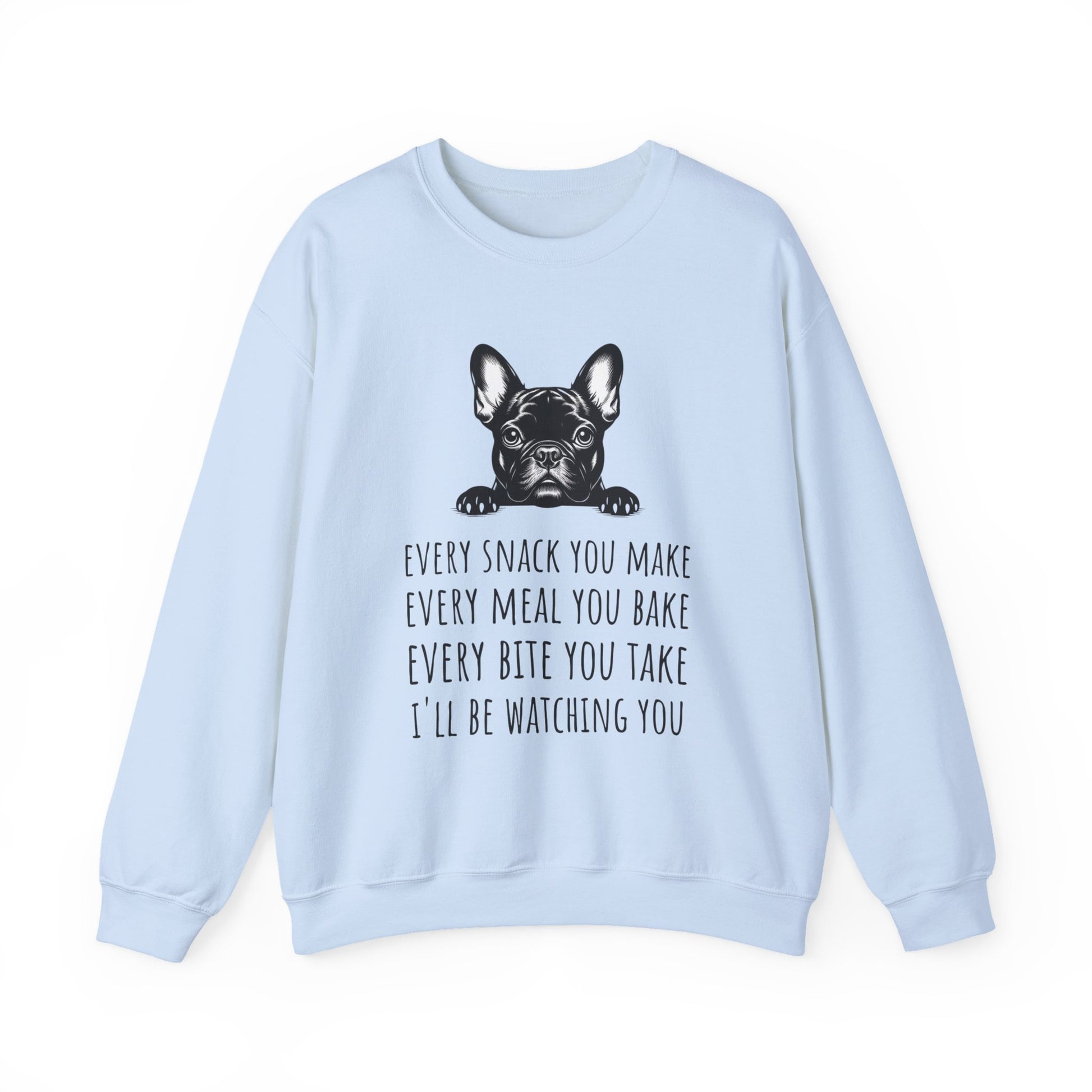 French Bulldog Snack Crewneck Sweatshirt Light Blue