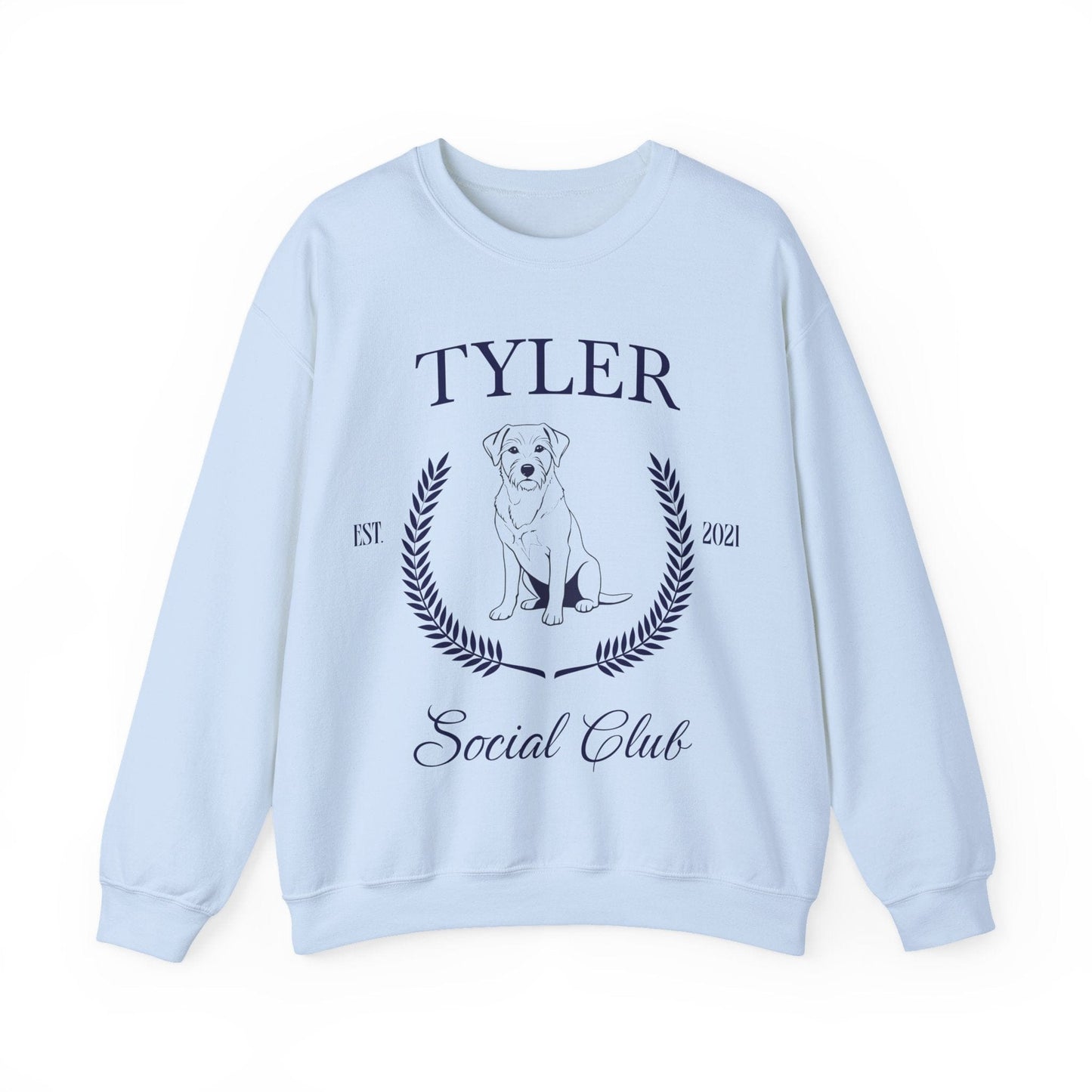 Lab Terrier Social Club Crewneck Sweatshirt Light Blue