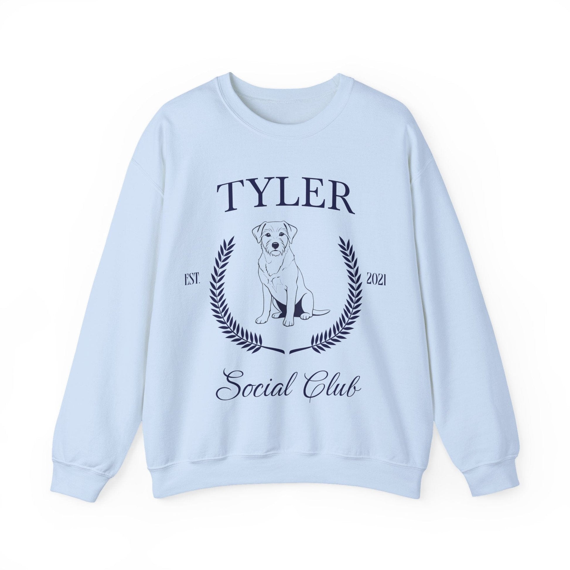 Lab Terrier Social Club Crewneck Sweatshirt Light Blue
