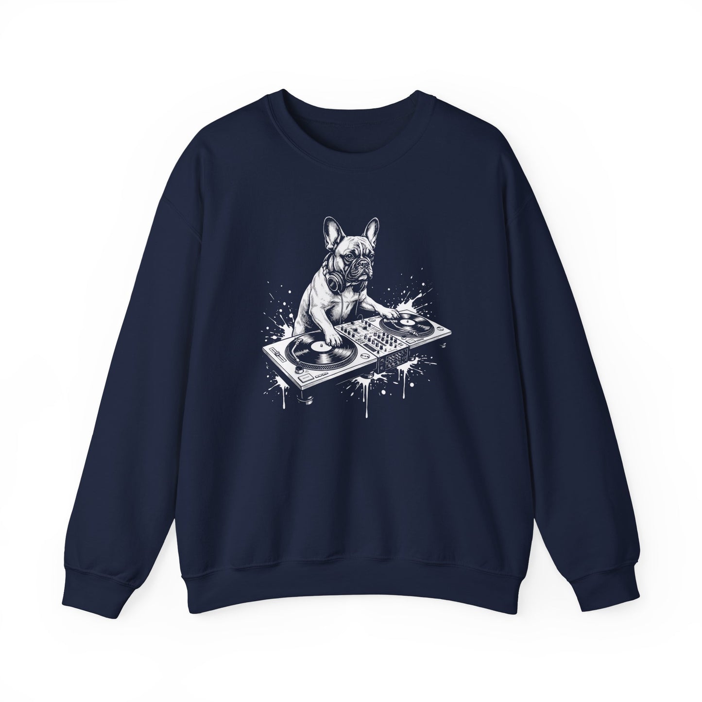 French Bulldog DJ Crewneck Sweatshirt Navy