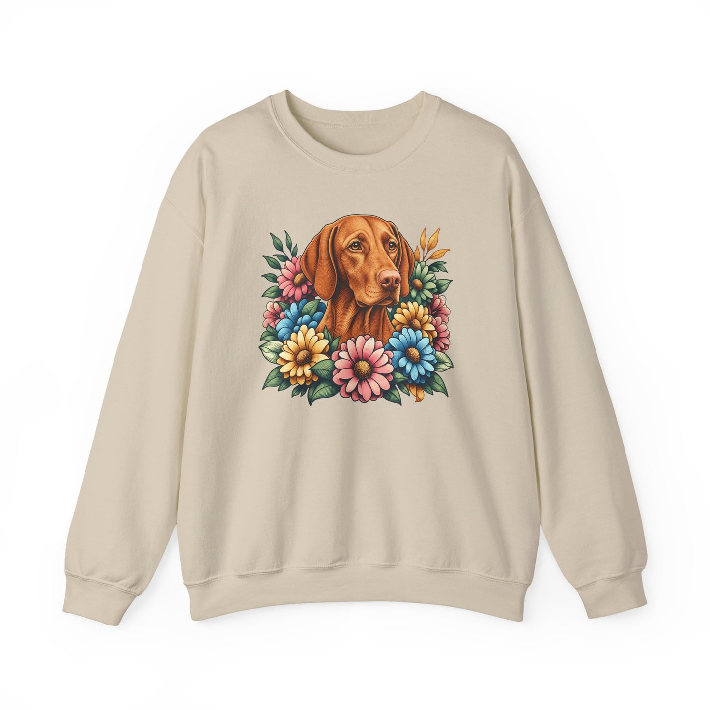Vizsla Flower Wreath Crewneck Sweatshirt
