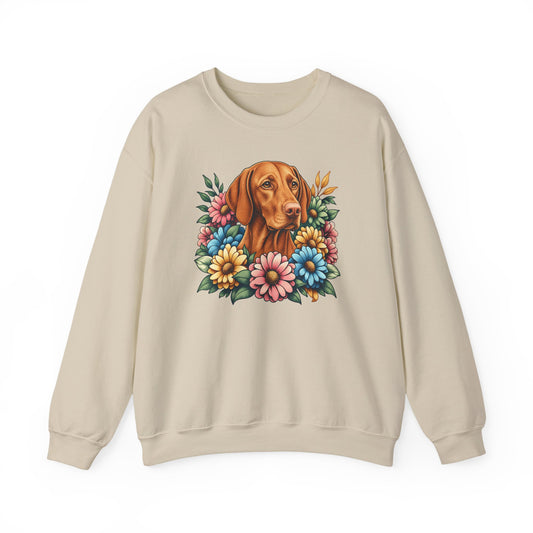 Vizsla Flower Wreath Crewneck Sweatshirt