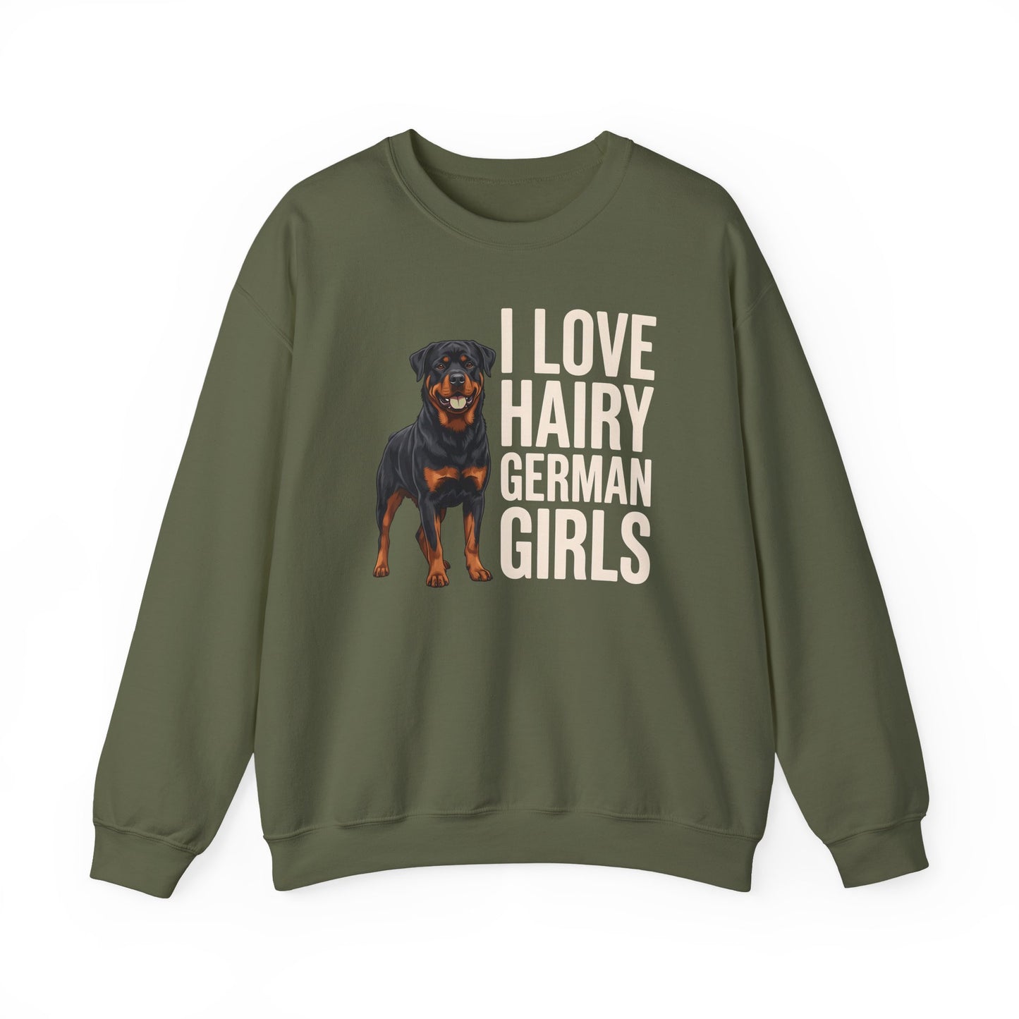 Rottweiler Hairy Girls Crewneck Sweatshirt