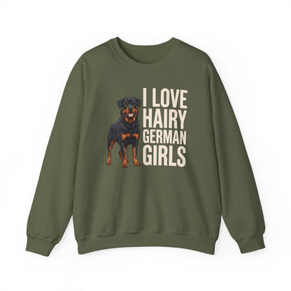 Rottweiler Hairy Girls Crewneck Sweatshirt