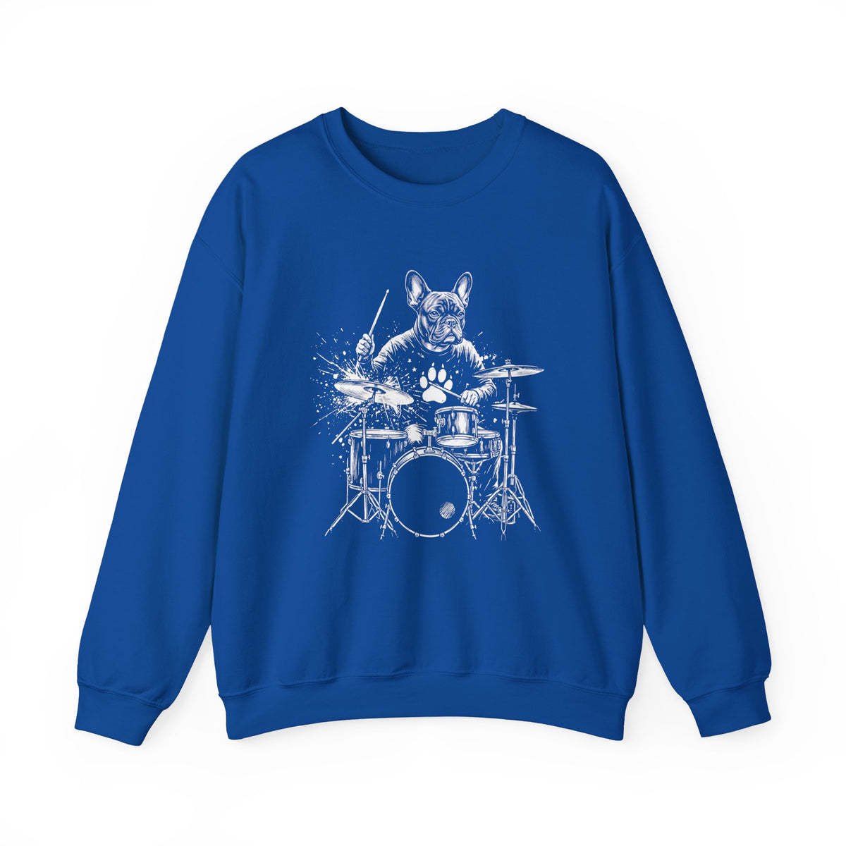French Bulldog Drummer Crewneck Sweatshirt Royal