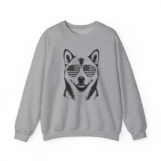 Shiba Inu Flag Shades Crewneck Sweatshirt