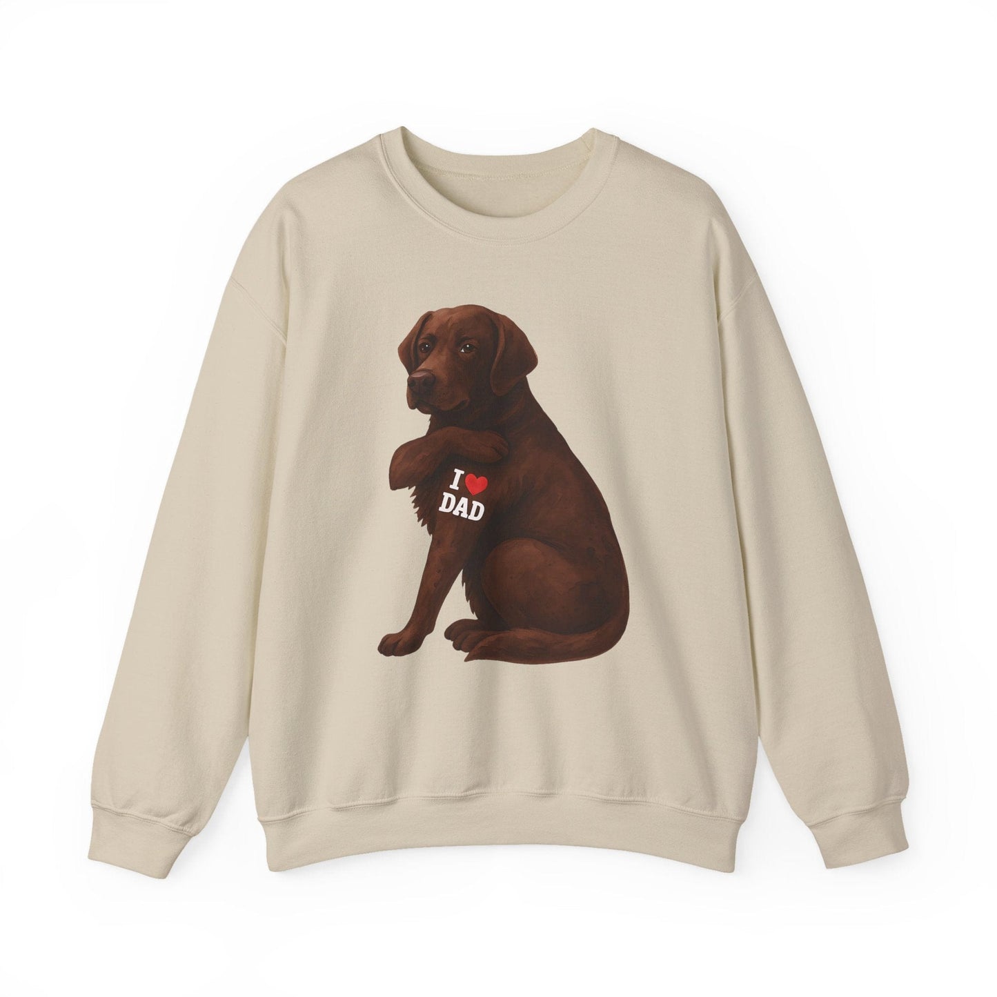 Chocolate Lab I Love Dad Crewneck Sweatshirt Sand