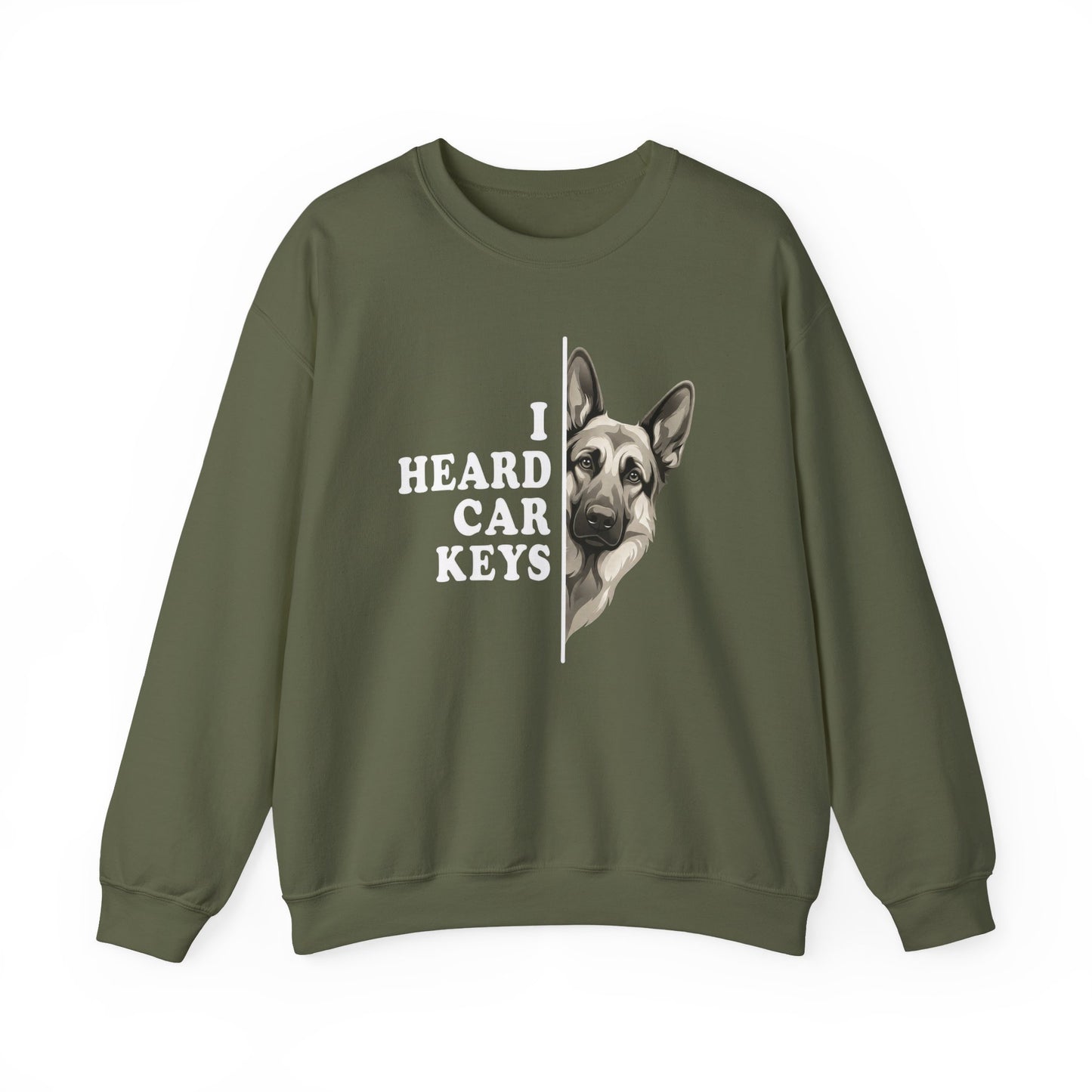 German Shepherd Car Keys Crewneck Sweatshirt Military Green