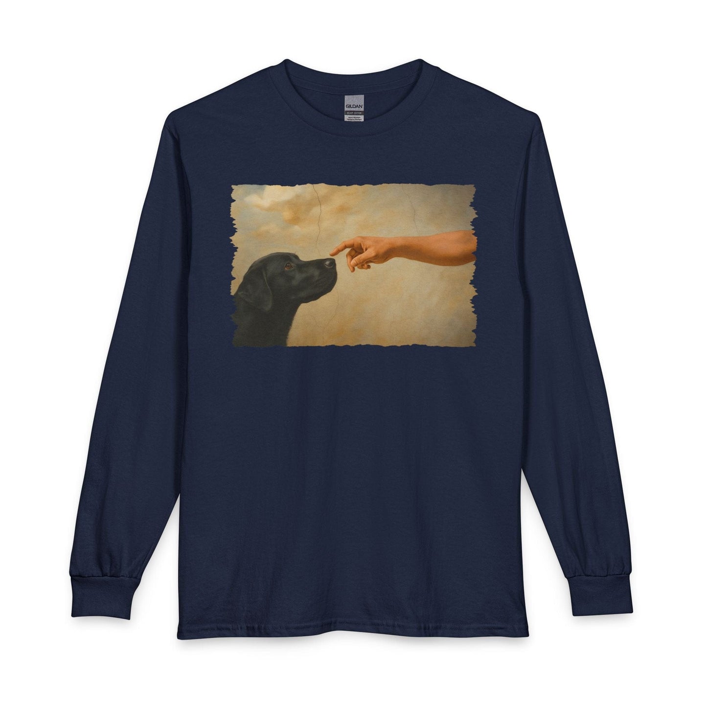 God Creates Black Lab Long Sleeve Navy