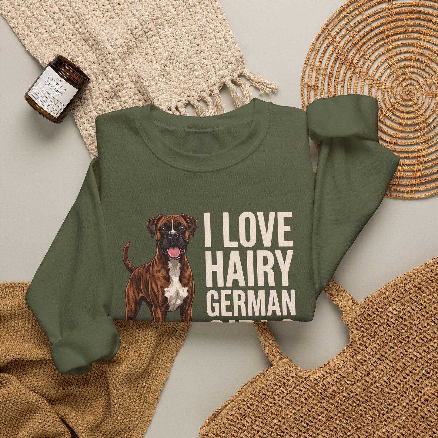 Brindle Boxer Hairy German Girls Crewneck Sweatshirt