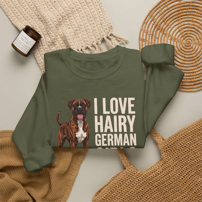 Brindle Boxer Hairy German Girls Crewneck Sweatshirt