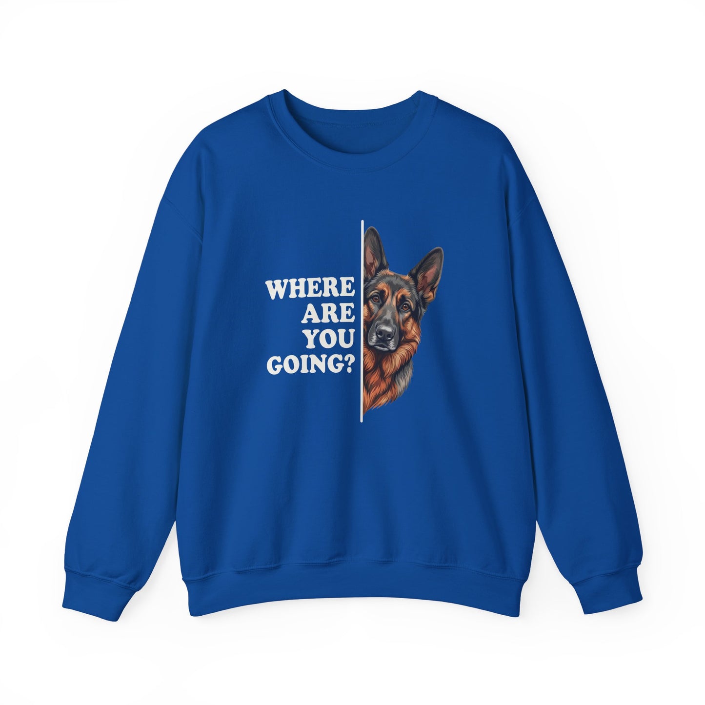 Sable German Shepherd Following Crewneck Sweatshirt Royal
