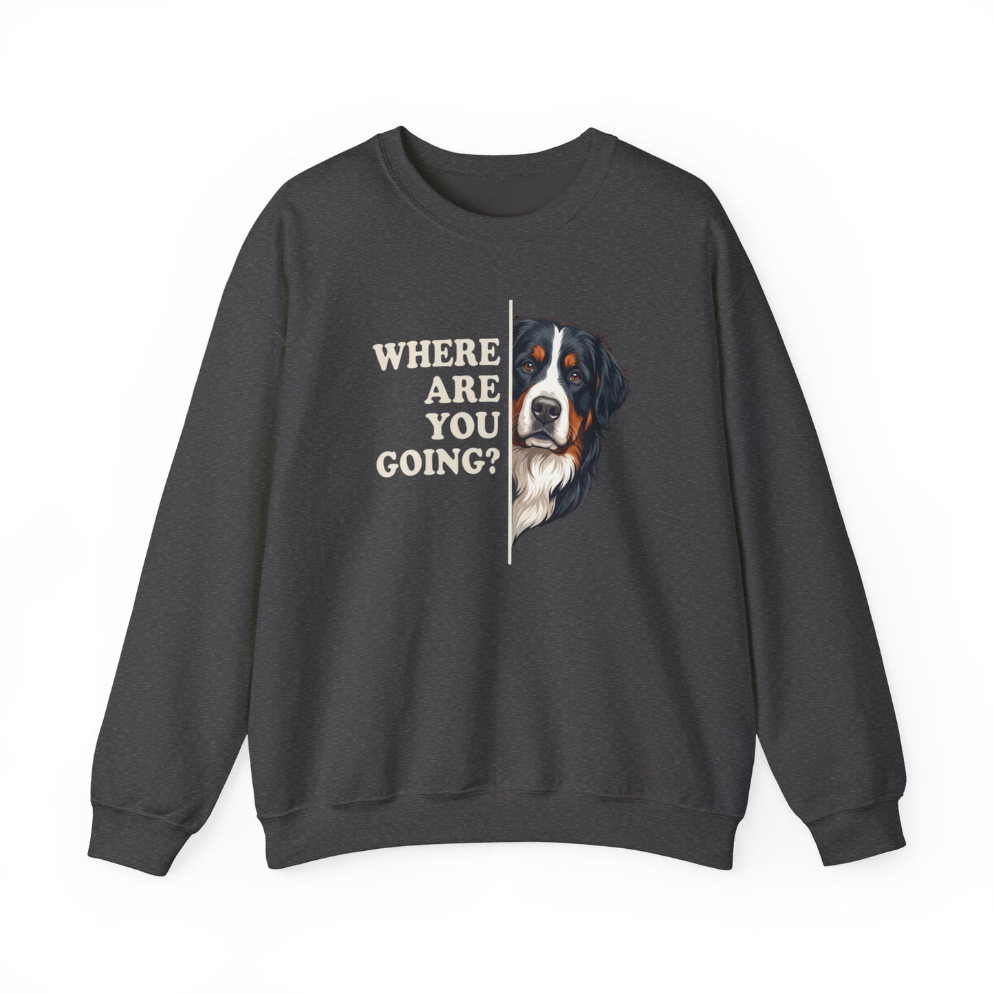 Bernese Mountain Dog Alert Crewneck Sweatshirt Dark Heather