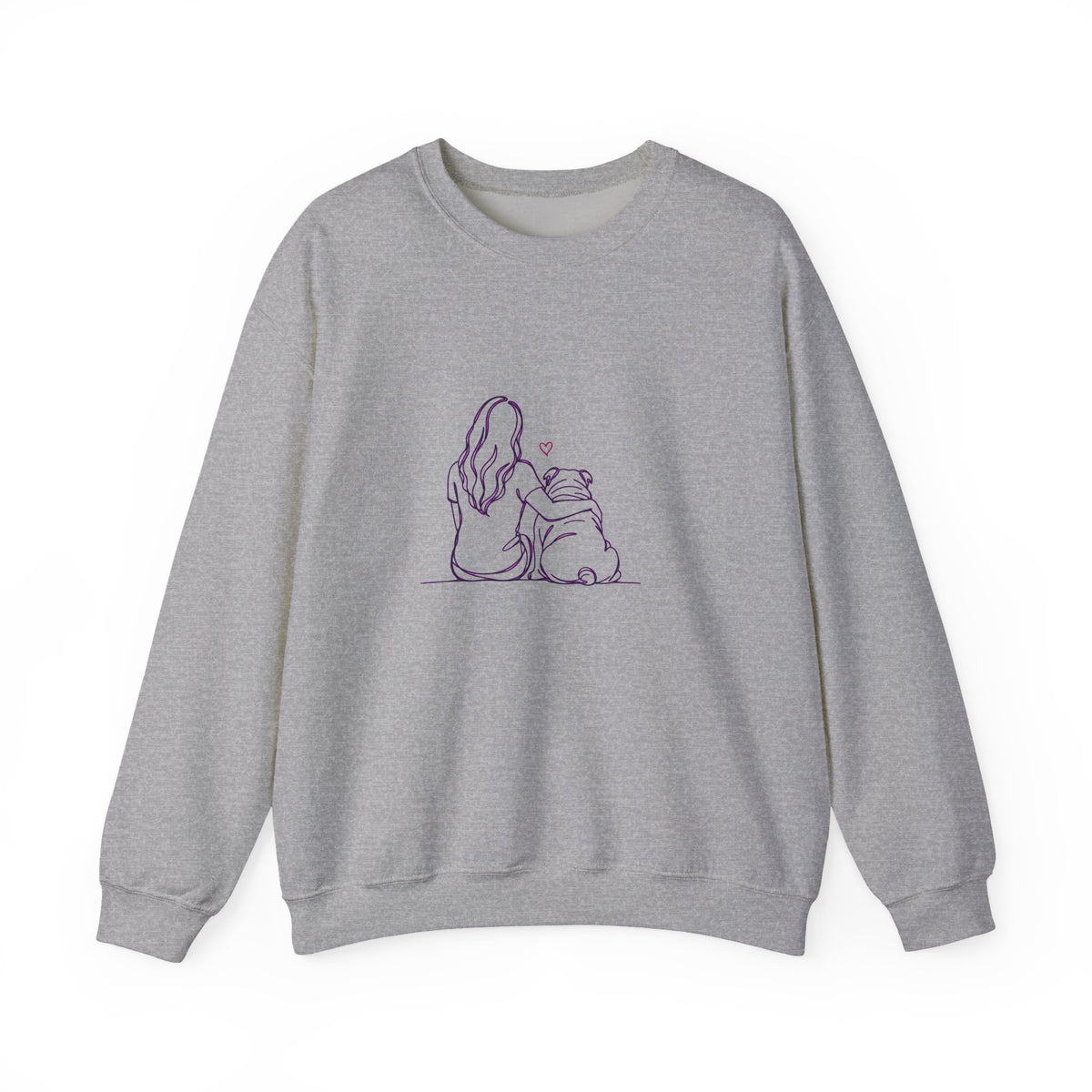 English Bulldog Hug Crewneck Sweatshirt Sport Grey