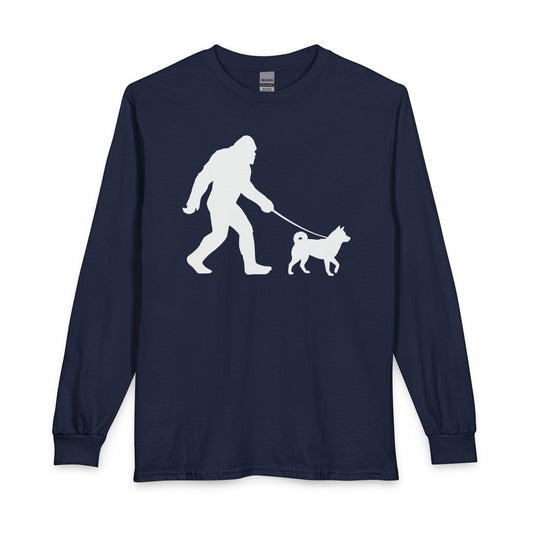 Shiba Inu Bigfoot Long Sleeve Navy